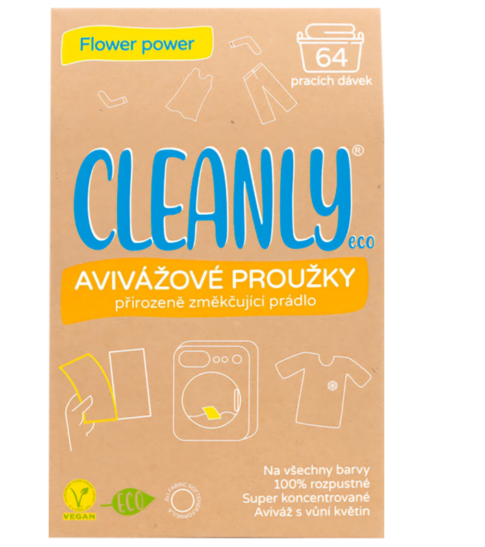 CLEANLY eco Fabric softener strips Flower power, 64 pcs