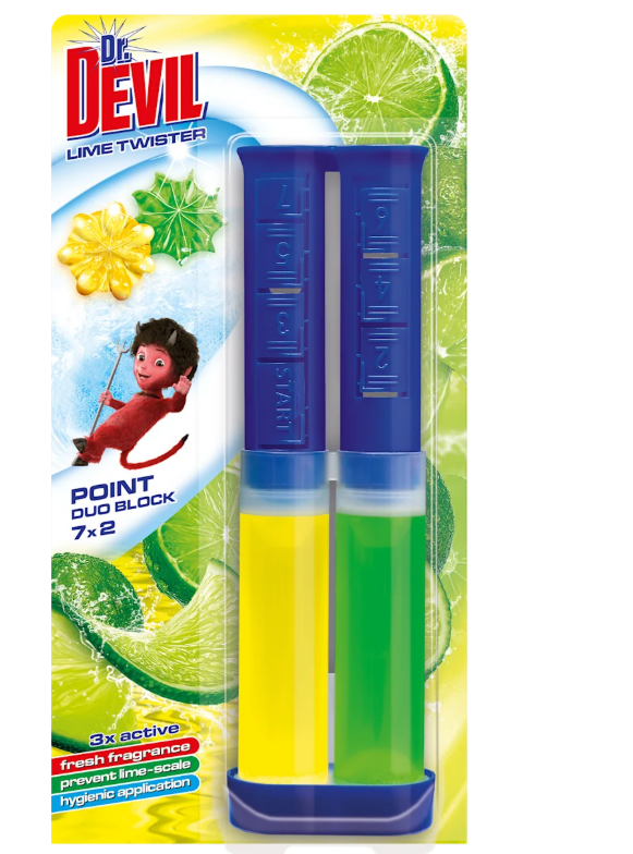 Dr.DEVIL Toilet point duo block Lime Twister, 65 ml