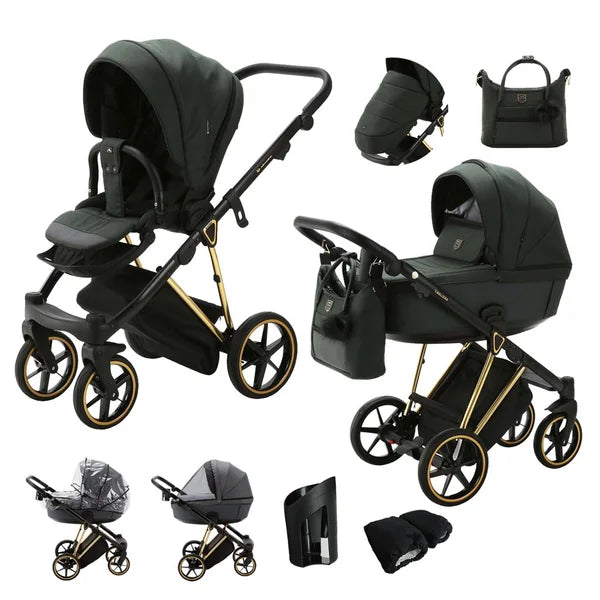 ADAMEX Combined stroller Belissa Special Edition Dark Green/Gold