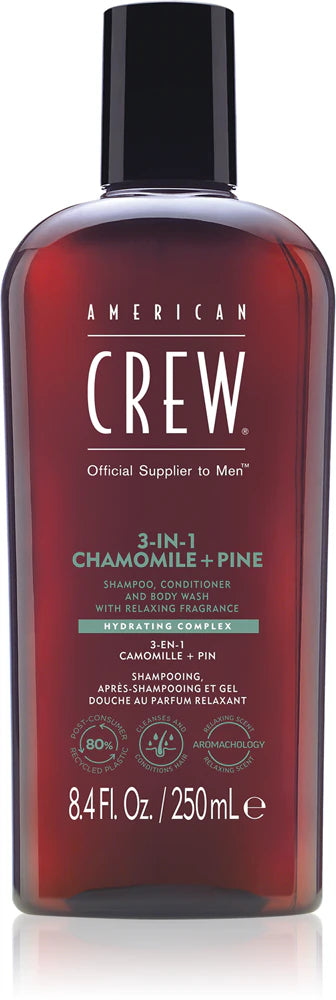 American Crew 3-in-1 Chamomile + Pine, shampoo, conditioner and shower gel