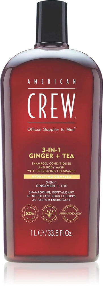 American Crew 3-in-1 Ginger + Tea, shampoo, conditioner and shower gel