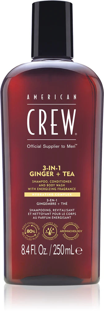 American Crew 3-in-1 Ginger + Tea, shampoo, conditioner and shower gel