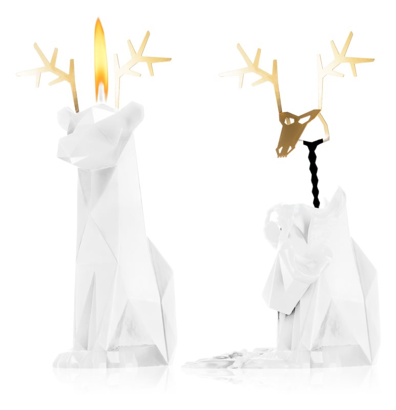 54 Celsius Pyro Pet White Reindeer decorative candle 22 cm