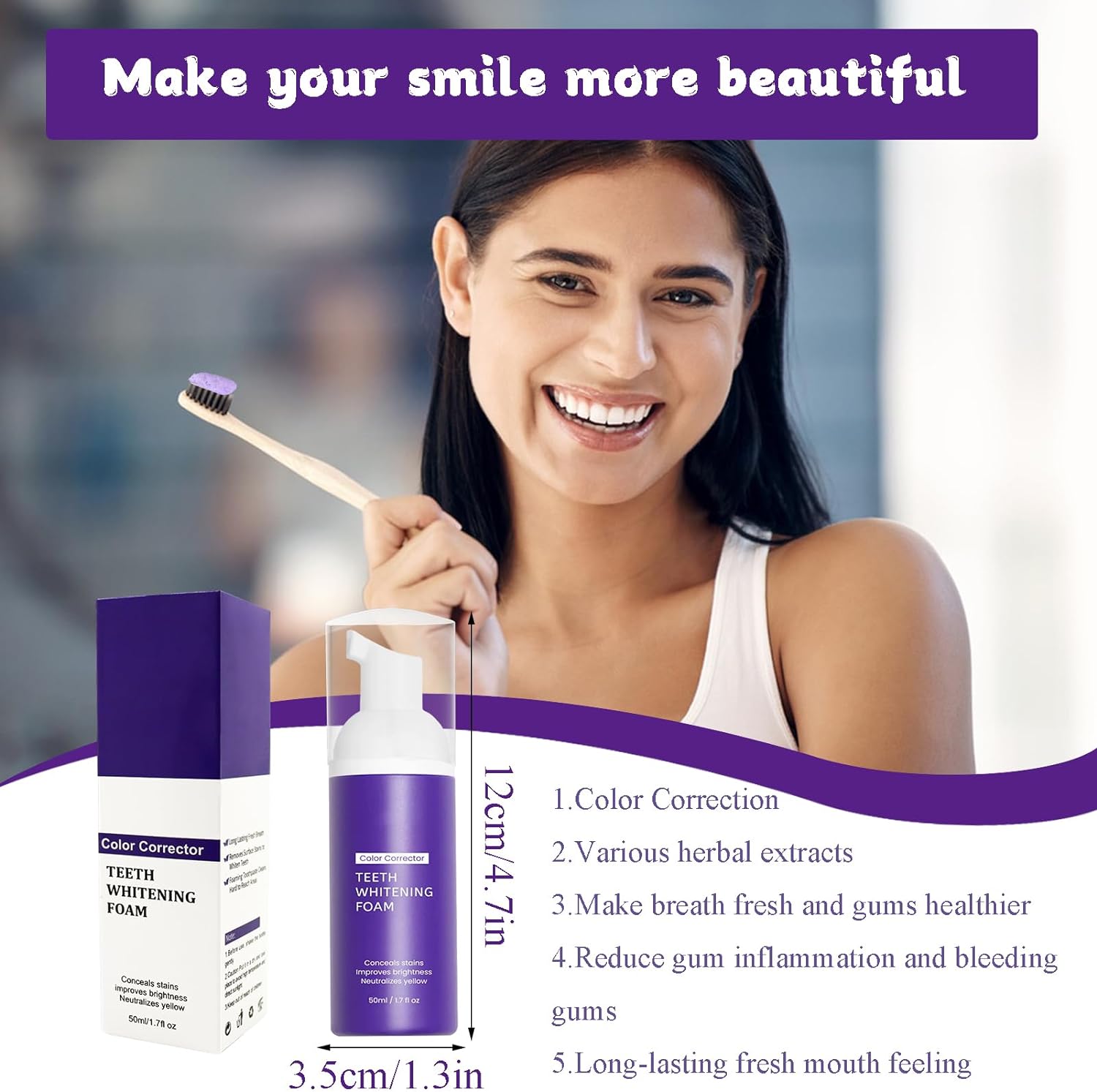 Color Corrector Purple Teeth Whitening Foam 50 ml