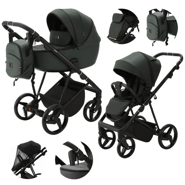 ADAMEX Combined stroller Blanc Standard Dark green