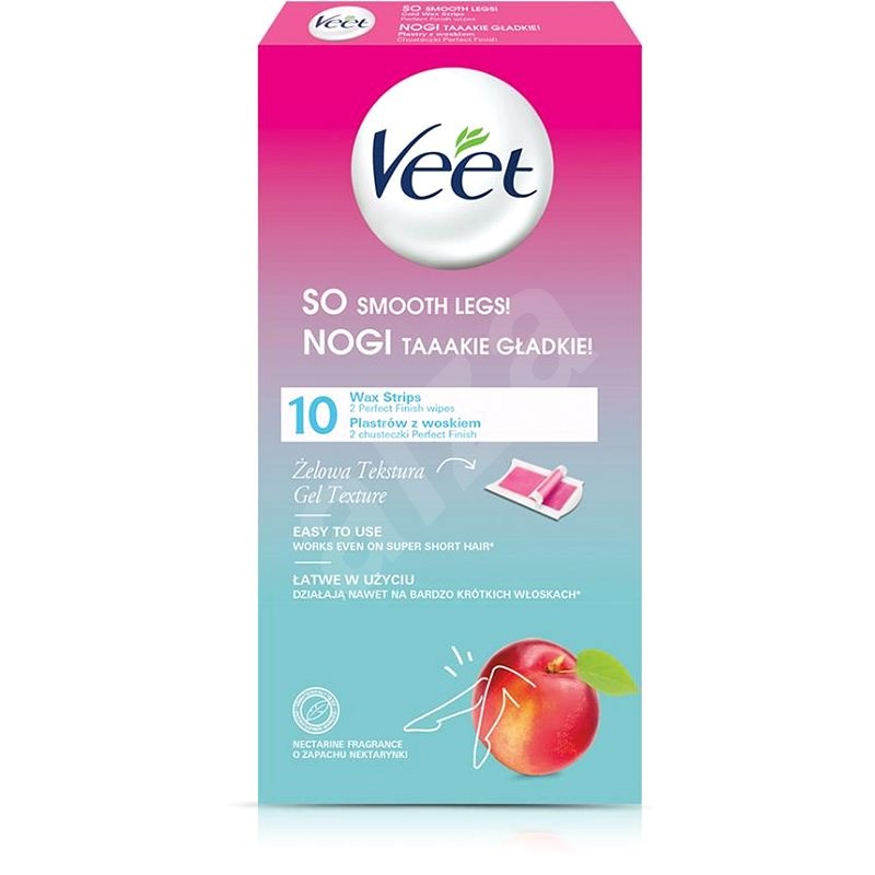 Veet wax strips with gel texture and nectarine scent, 10 pcs