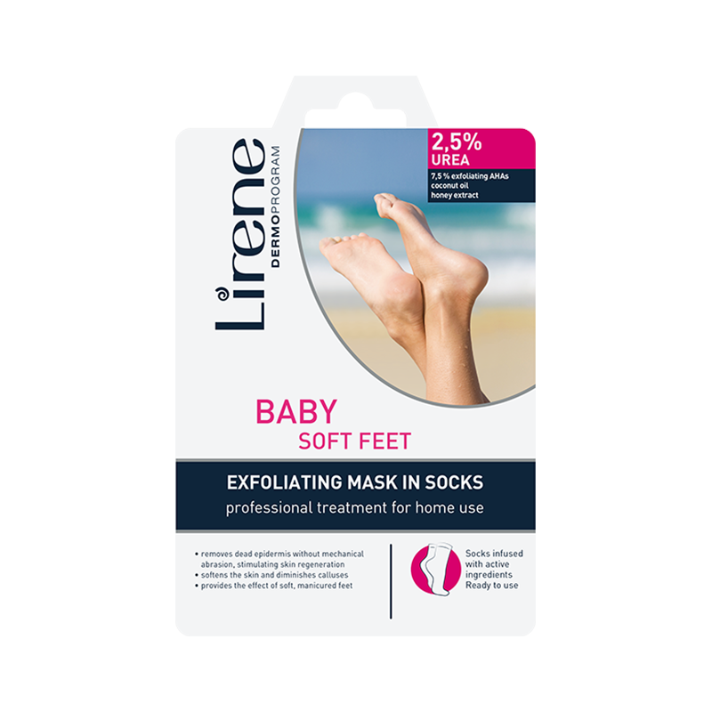Lirene exfoliating mask in socks, 1 pc