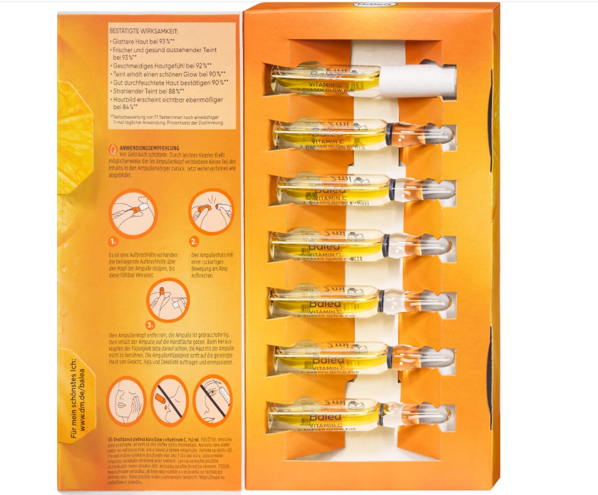 Balea 2-phase Glow skin treatment with vitamin C 7x2 ml, 14 ml