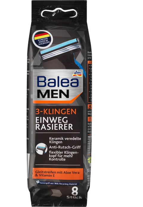 Balea MEN disposable razors with 3 blades, 8 pcs.
