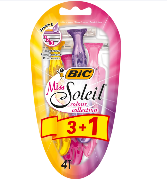 BiC Miss Soleil women's razors colour collection, 4 pcs