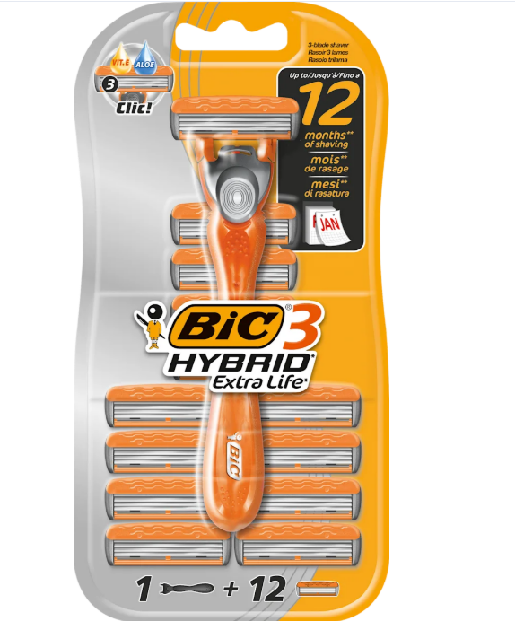 BiC Hybrid 3 men's razor + 12 replacement heads