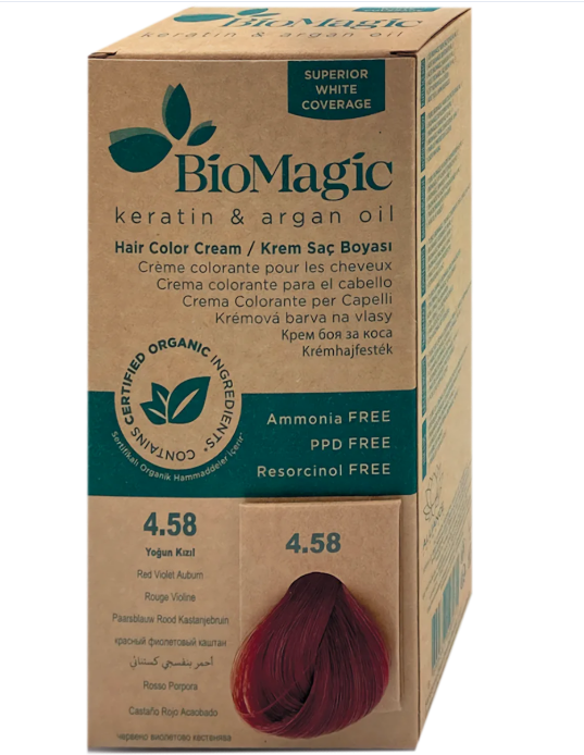 BioMagic hair color Red Violet Auburn 4.58