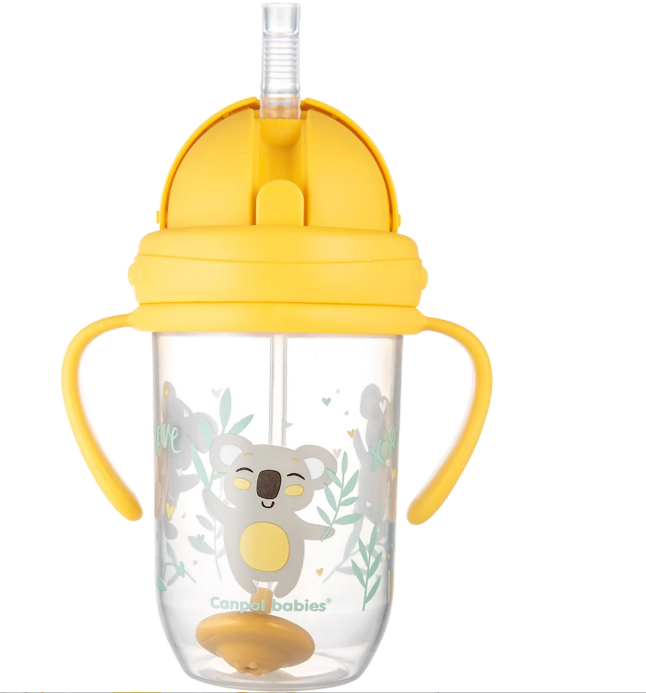 Canpol babies non-spill cup with weighted straw, yellow, 6m+, 270ml