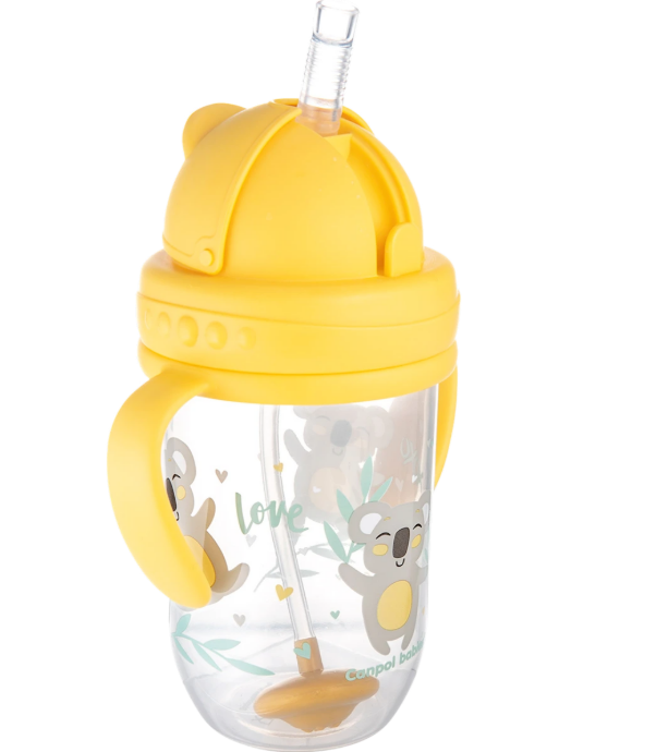 Canpol babies non-spill cup with weighted straw, yellow, 6m+, 270ml