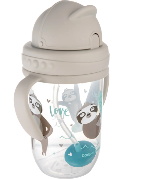 Canpol babies non-spill cup with weighted straw, grey, 6m+, 270ml