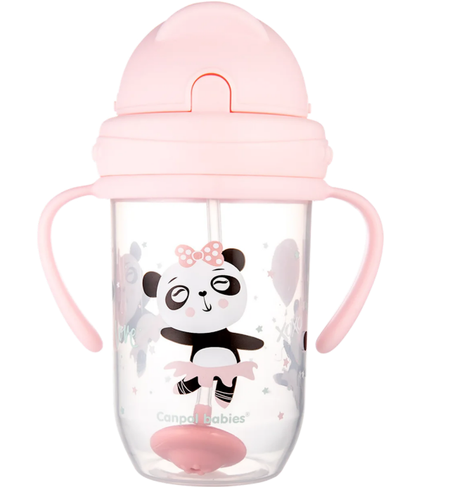 Canpol babies non-spill cup with weighted straw, pink, 6m+, 270ml