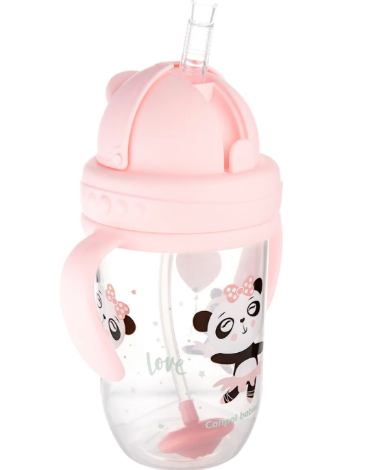 Canpol babies non-spill cup with weighted straw, pink, 6m+, 270ml