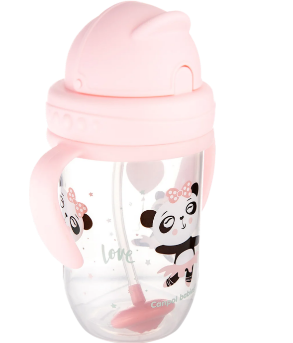 Canpol babies non-spill cup with weighted straw, pink, 6m+, 270ml
