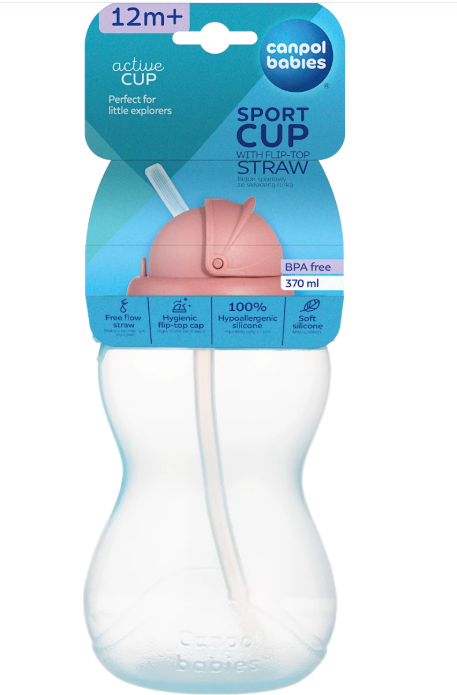 Canpol babies sports bottle pink 12m+; 370 ml
