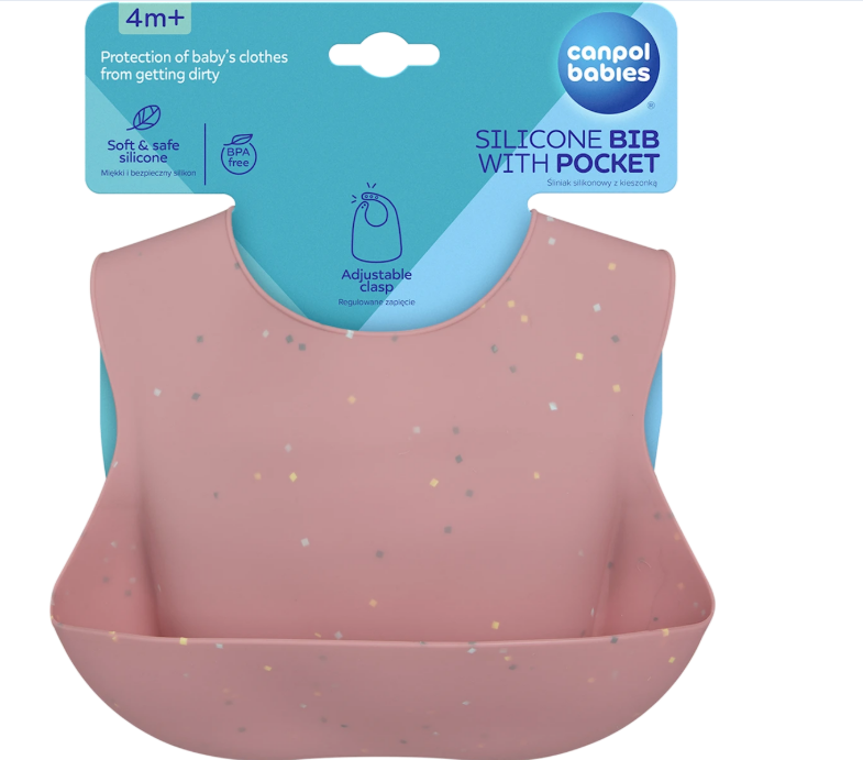 Canpol babies silicone bib pink, 1 pc