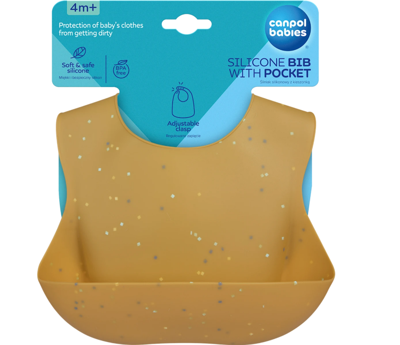 Canpol babies silicone bib yellow, 1 pc