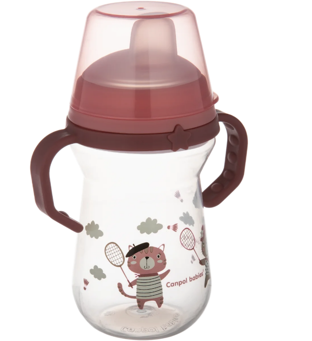 Canpol babies First Cup silicone cup with spout, pink, 6m+, 1 pc