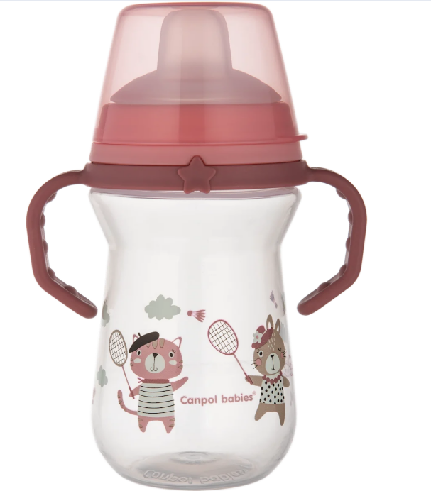 Canpol babies First Cup silicone cup with spout, pink, 6m+, 1 pc