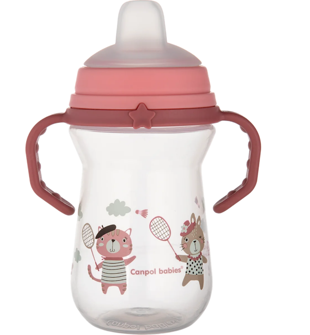 Canpol babies First Cup silicone cup with spout, pink, 6m+, 1 pc