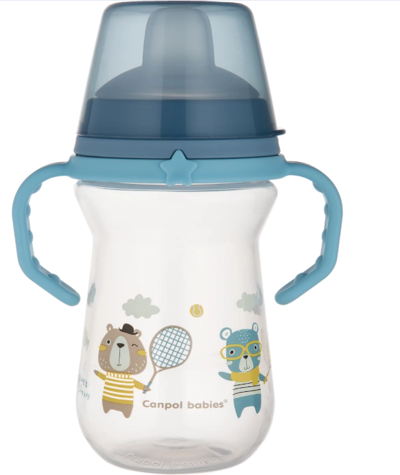Canpol babies First Cup silicone cup with spout, Blue, 6m+, 1 pc