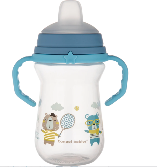 Canpol babies First Cup silicone cup with spout, Blue, 6m+, 1 pc