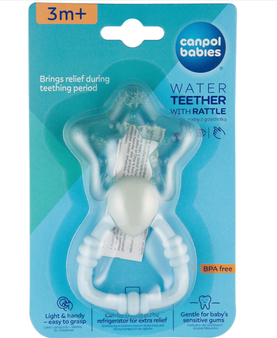 Canpol babies Water Teether with rattle blue, 3m+, 1 pc
