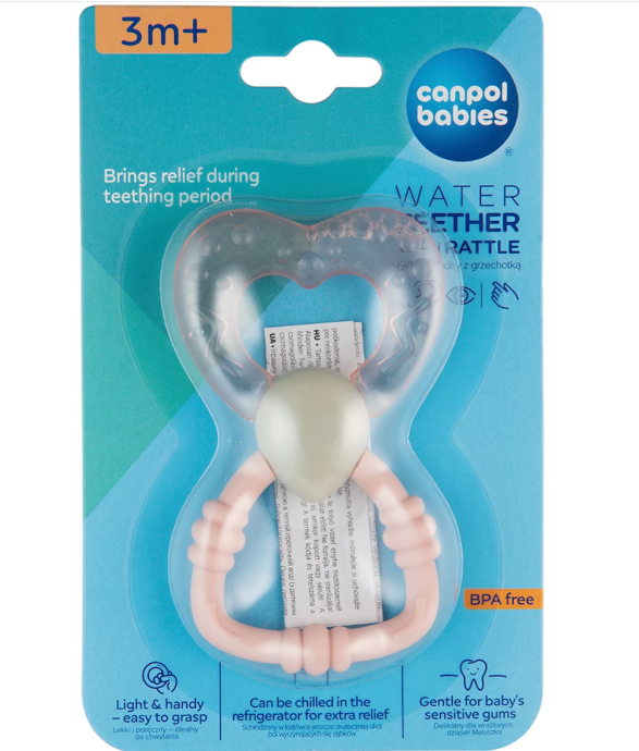 Canpol babies Water Teether with rattle Pink, 3m+, 1 pc