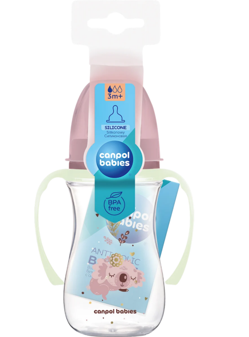 Canpol babies EasyStart anti-colic bottle SLEEPY KOALA 240ml pink, 1 pc