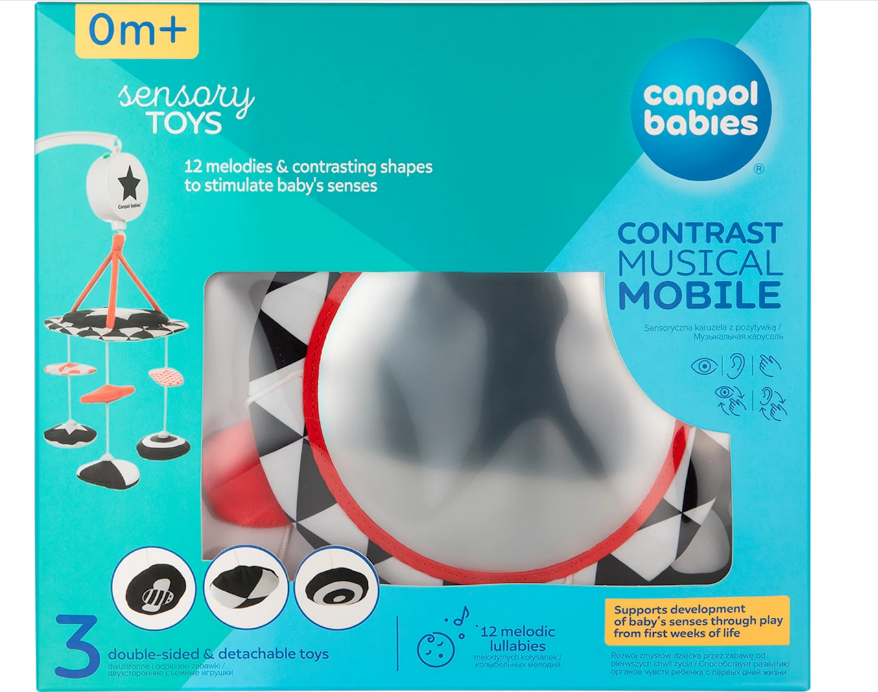 Canpol babies SENSORY contrasting plush carousel with melodies, 1 pc