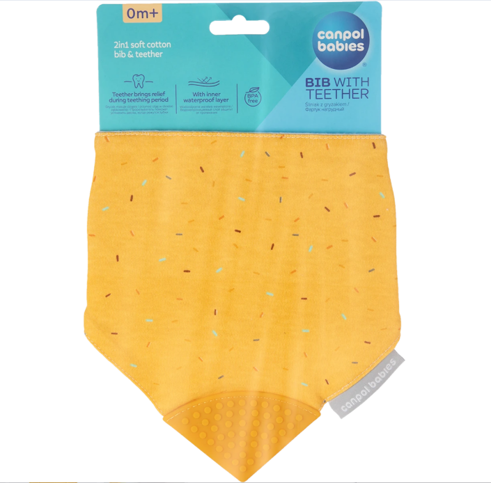 Canpol babies Bib with teether yellow, 1 pc