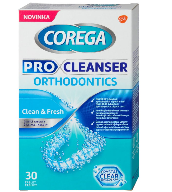 COREGA Pro Cleanser Orthodontics Clean & Fresh cleaning tablets, 30 pcs