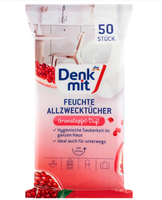 Denkmit pomegranate wet wipes, 50 pcs