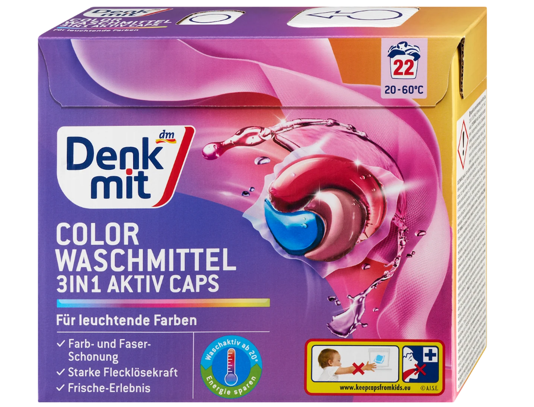 Denkmit gel capsules for washing colored laundry 3in1 Aktiv, 22 loads