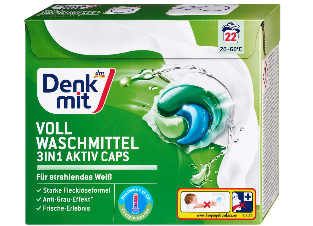 Denkmit washing capsules for white laundry 3in1 Aktiv, 22 loads