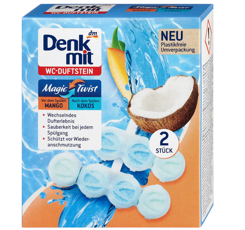 Denkmit Toilet block Magic Twist mango & coconut 2 pcs