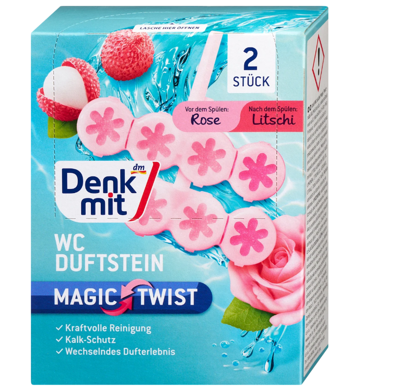 Denkmit Toilet block Magic Twist rose & lychee 2 pcs