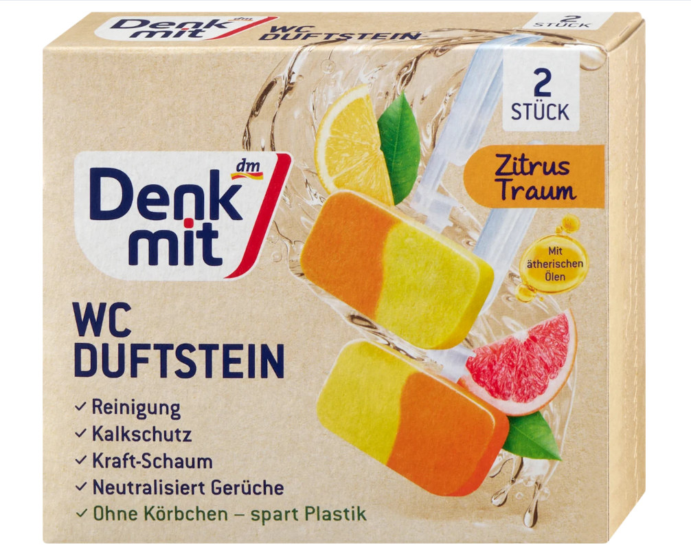 Denkmit Toilet block without tray Lemon&Grapefruit 2 pcs