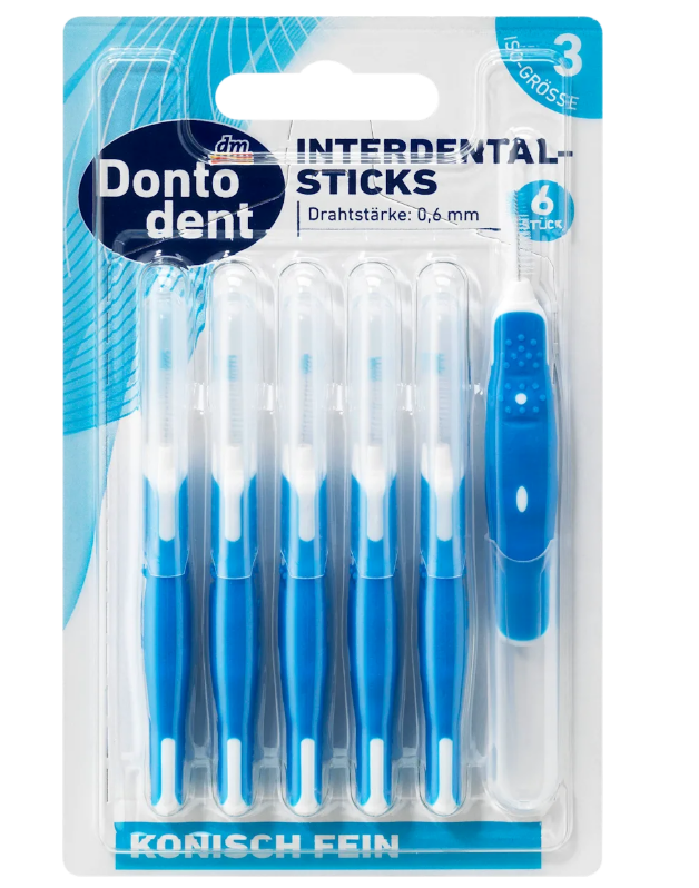 Dontodent conical interdental brushes, fine, size 3, 6 pcs
