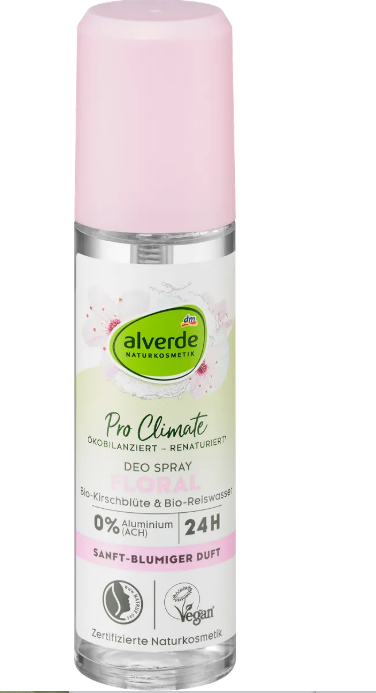 alverde NATURAL COSMETICS Pro Climate deodorant spray Floral cherry blossoms & rice water, 75 ml