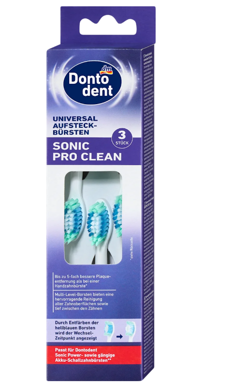 Dontodent universal replacement head Sonic Pro Clean, 3 pcs