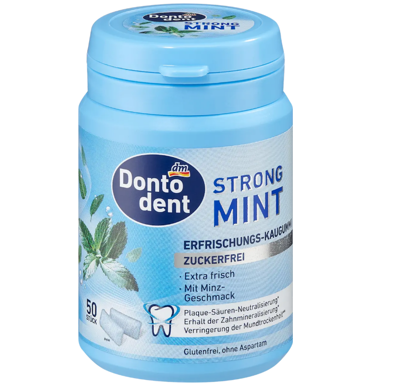 Dontodent Strong Mint chewing gum, 50 pcs