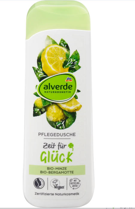 alverde NATURKOSMETIK shower gel organic mint & organic bergamot, 250 ml
