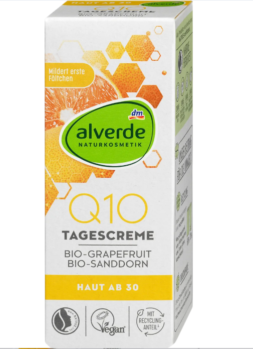 alverde NATURKOSMETIK Q10 day skin cream organic grapefruit & organic sea buckthorn, 50 ml