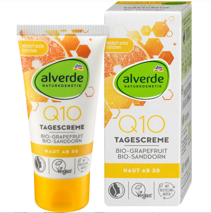 alverde NATURKOSMETIK Q10 day skin cream organic grapefruit & organic sea buckthorn, 50 ml