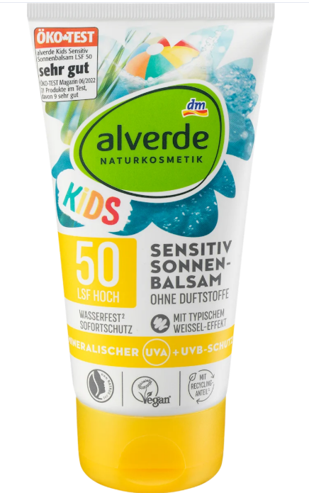 alverde NATURKOSMETIK Sensitive Kids kids sun balm SPF50, 150 ml
